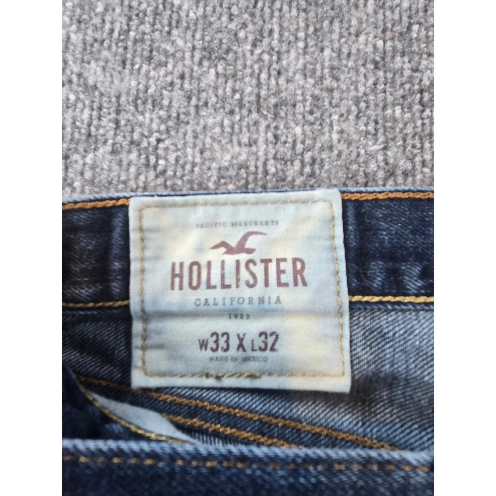 Hollister Skinny Jeans Mens 33x32 Dark Wash Button Fly Authentic Denim Blue